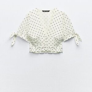 Zara Black and White Polka Dot Blouse